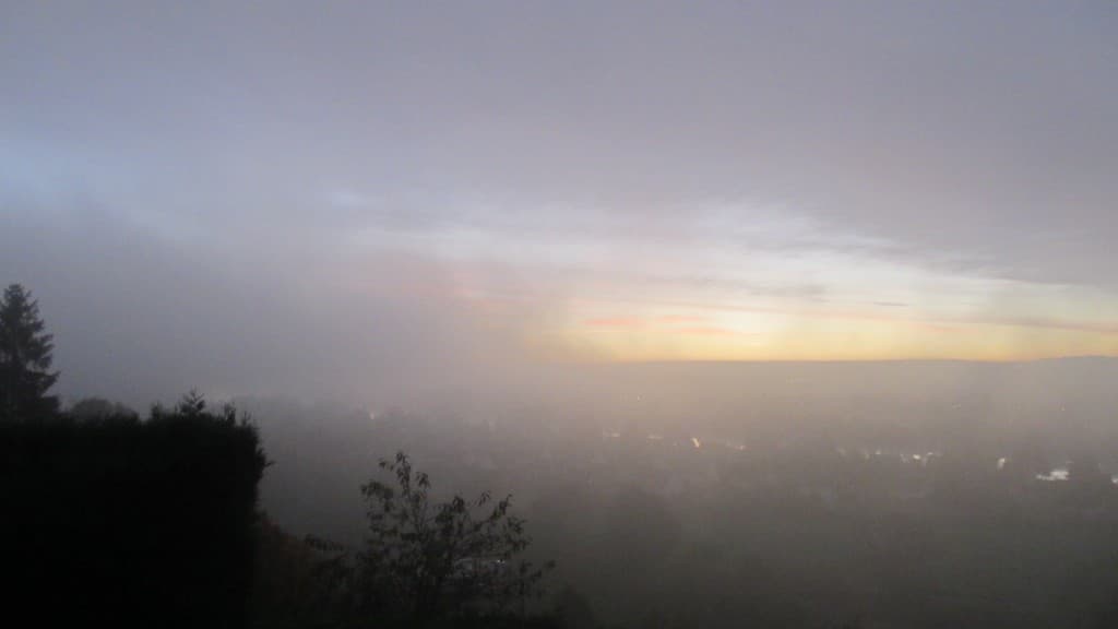 Lever de soleil dans le brouillard à 7H50