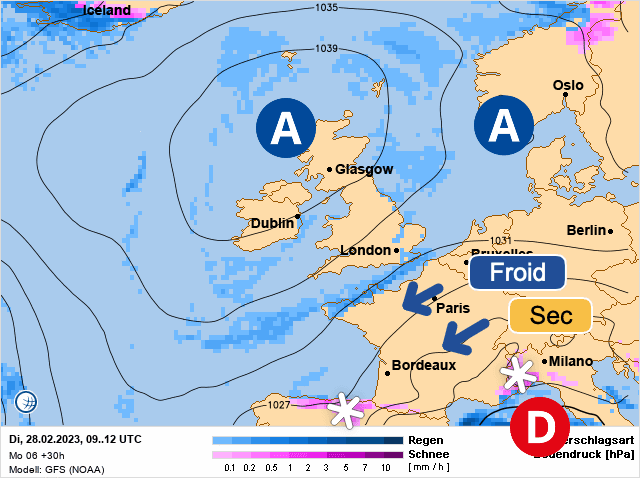 Carte de prévisions d'europe du Mardi 28 février 2023