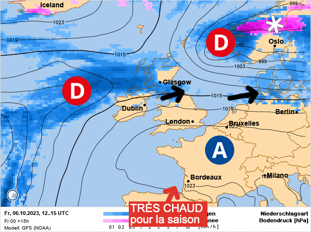 Carte de prévisions d'europe du Vendredi 6 octobre 2023