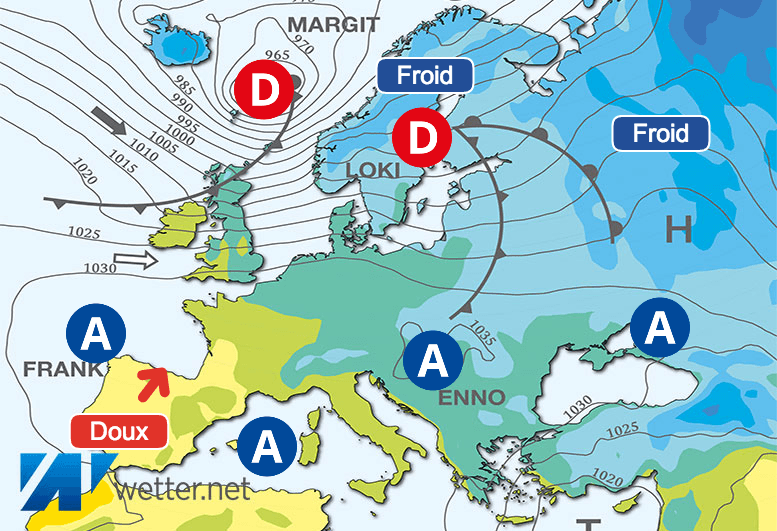 Carte de prévisions d'europe du Mercredi 31 janvier 2024