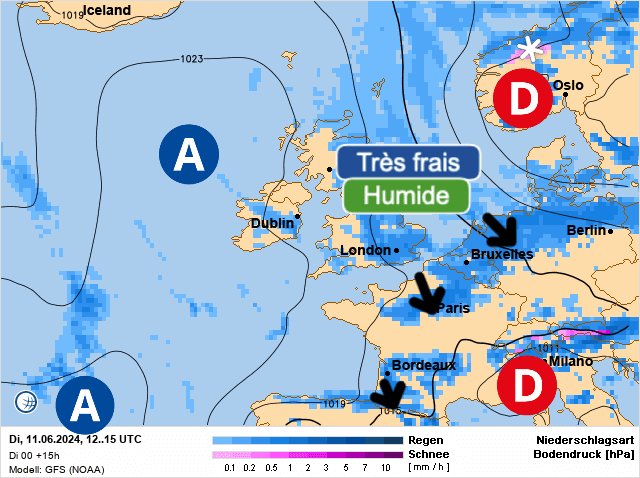 Carte de prévisions d'europe du Mardi 11 juin 2024