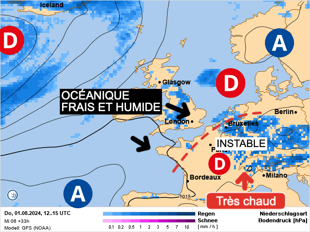 Carte de prévisions d'europe du Jeudi 1 août 2024