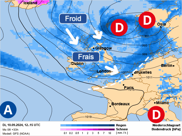 Carte de prévisions d'europe du Mardi 10 septembre 2024