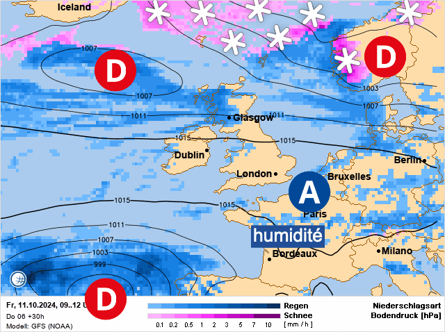 Carte de prévisions d'europe du Vendredi 11 octobre 2024