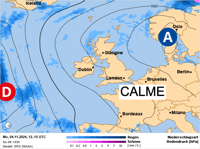Carte de prévisions d'europe du Lundi 4 novembre 2024