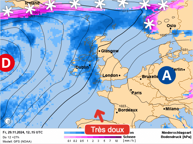 Carte de prévisions d'europe du Vendredi 29 novembre 2024