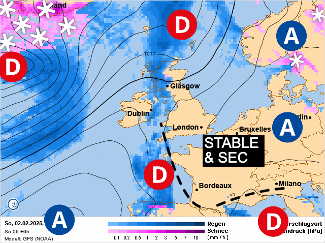 Carte de prévisions d'europe du Dimanche 2 février 2025