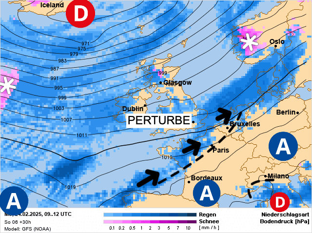 Carte de prévisions d'europe du Lundi 24 février 2025