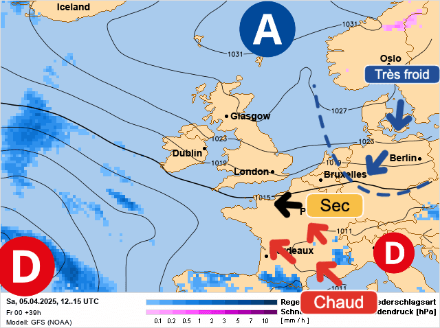 Carte de prévisions d'europe du Samedi 5 avril 2025
