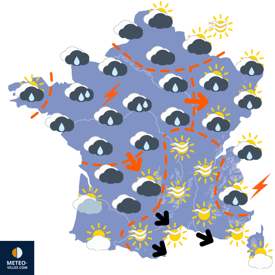 Carte de prévisions du temps du Mercredi 21 mai 2025