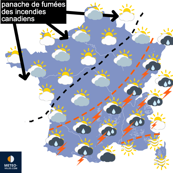 Carte de prévisions du temps du Lundi 2 juin 2025