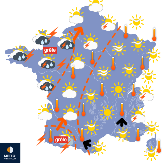 Carte de prévisions du temps du Vendredi 13 juin 2025