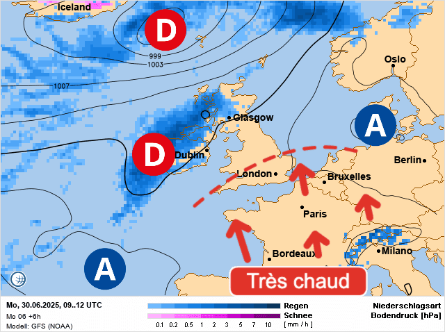 Carte de prévisions d'europe du Lundi 30 juin 2025