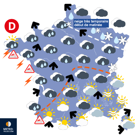 Carte de prévisions du temps du Mercredi 18 février 2026
