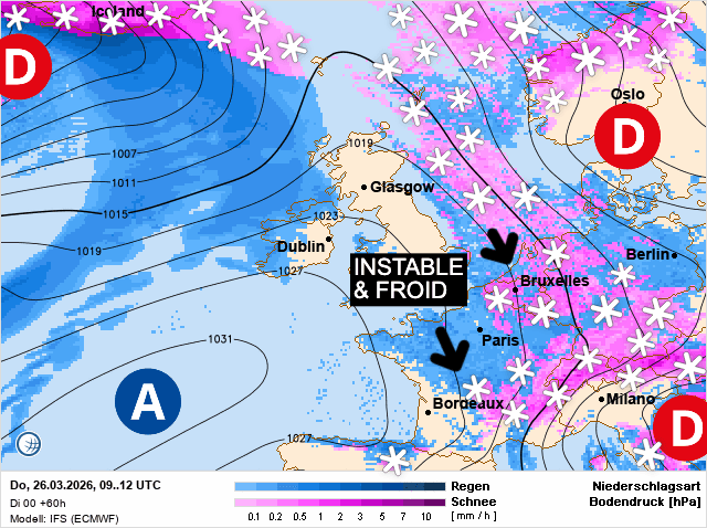 Carte de prévisions d'europe du Jeudi 26 mars 2026