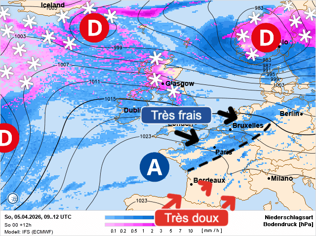 Carte de prévisions d'europe du Dimanche 5 avril 2026