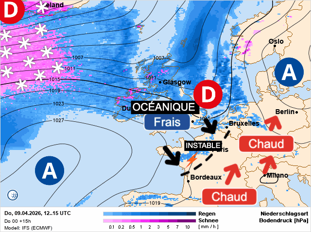 Carte de prévisions d'europe du Jeudi 9 avril 2026