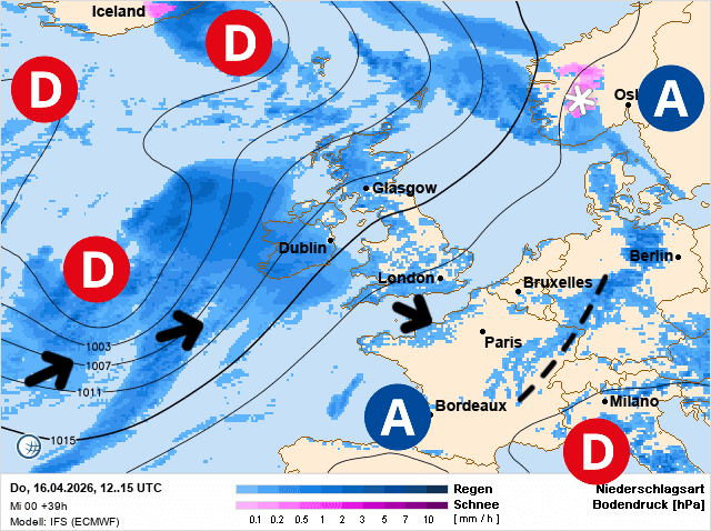 Carte de prévisions d'europe du Jeudi 16 avril 2026
