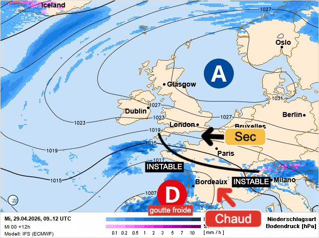 Carte de prévisions d'europe du Mercredi 29 avril 2026