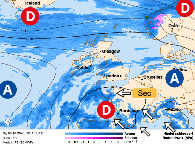 Carte de prévisions d'europe du Mardi 6 octobre 2026