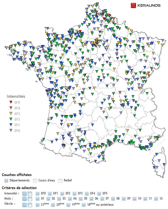 Image d'illustration pour Nouveau : une carte interactive dédiée aux tornades en France