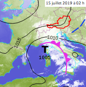 Image d'illustration pour Orages, trombes et neige le 15 juillet des Alpes à la Corse