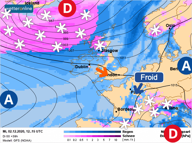 Carte de prévisions d'europe du Mercredi 2 décembre 2020