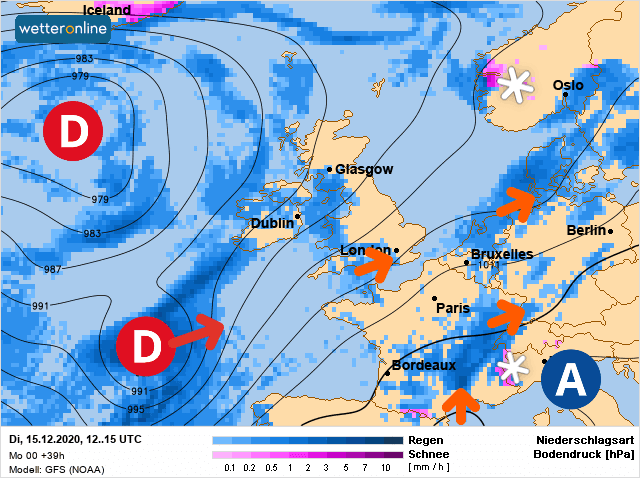 Carte de prévisions d'europe du Mardi 15 décembre 2020