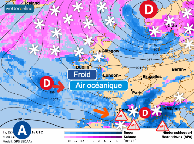 Carte de prévisions d'europe du Vendredi 22 janvier 2021
