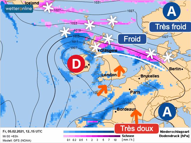 Carte de prévisions d'europe du Vendredi 5 février 2021