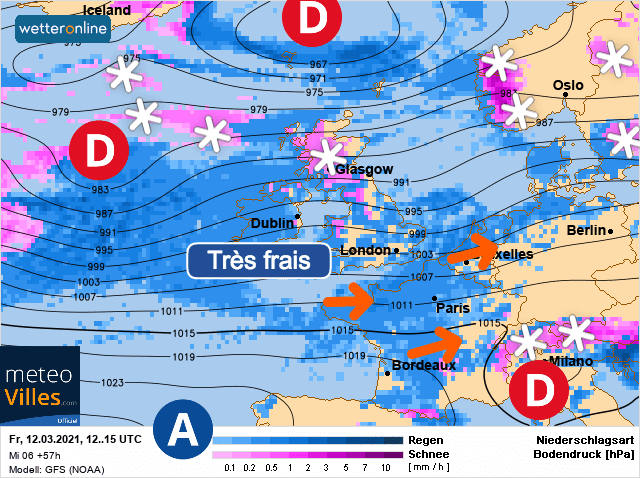 Carte de prévisions d'europe du Vendredi 12 mars 2021