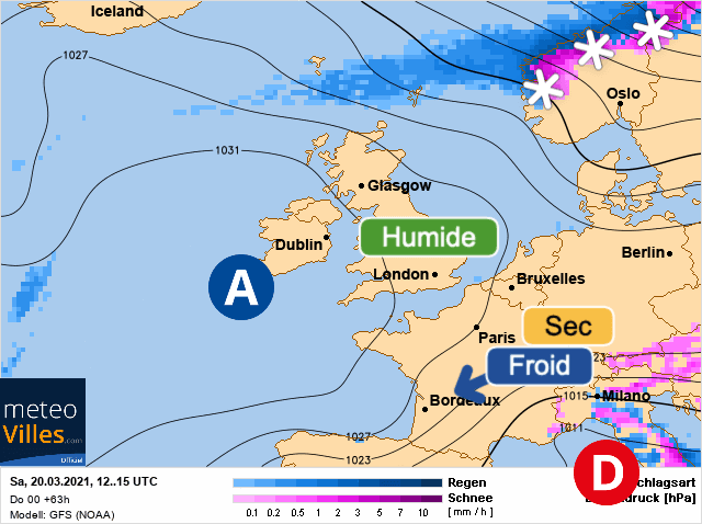 Carte de prévisions d'europe du Samedi 20 mars 2021