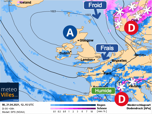 Carte de prévisions d'europe du Mercredi 21 avril 2021