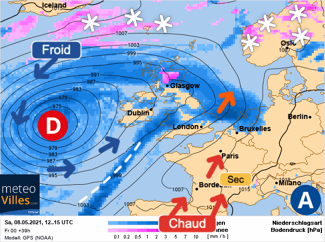 Carte de prévisions d'europe du Samedi 8 mai 2021