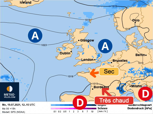 Carte de prévisions d'europe du Lundi 19 juillet 2021
