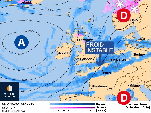 Carte de prévisions d'europe du Dimanche 21 novembre 2021