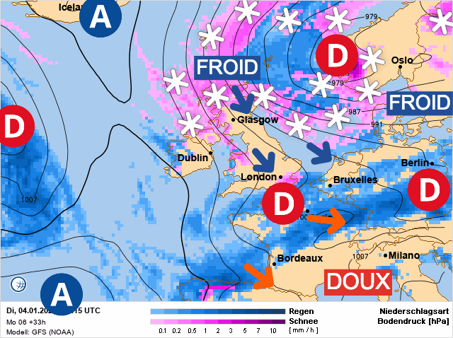 Carte de prévisions d'europe du Mardi 4 janvier 2022