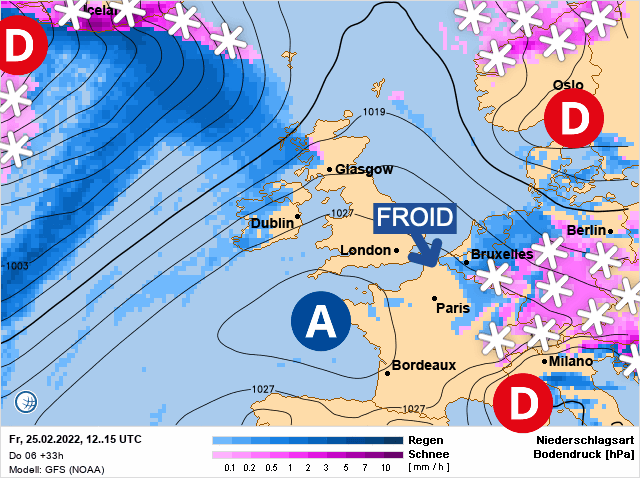 Carte de prévisions d'europe du Vendredi 25 février 2022