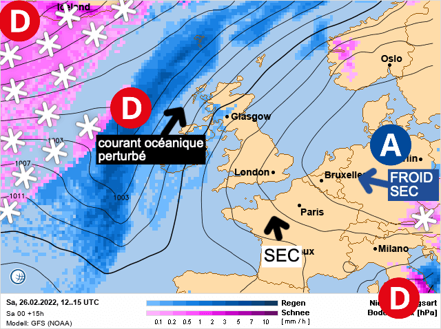 Carte de prévisions d'europe du Samedi 26 février 2022