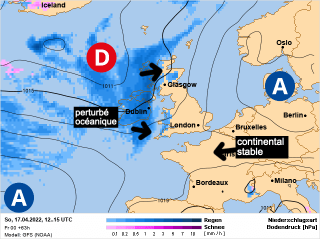 Carte de prévisions d'europe du Dimanche 17 avril 2022
