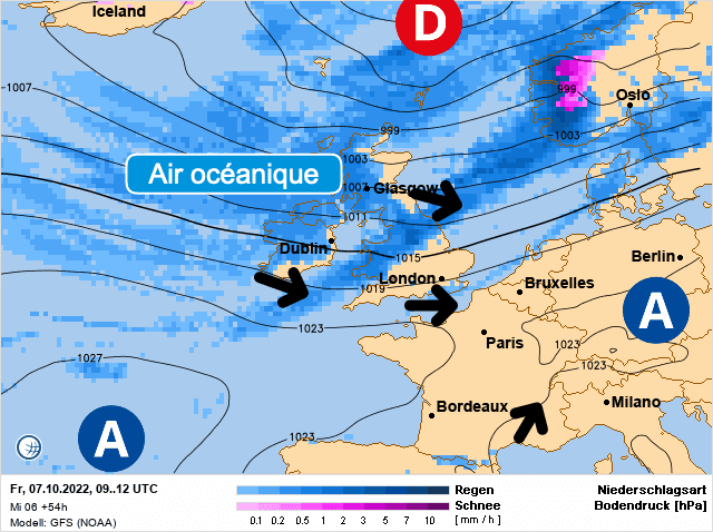 Carte de prévisions d'europe du Vendredi 7 octobre 2022