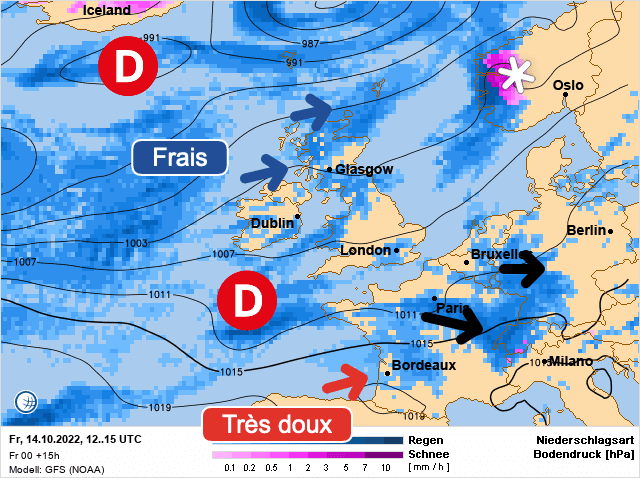 Carte de prévisions d'europe du Vendredi 14 octobre 2022