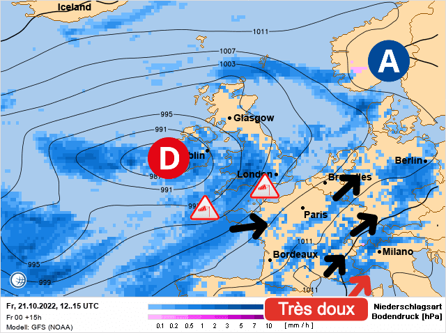 Carte de prévisions d'europe du Vendredi 21 octobre 2022