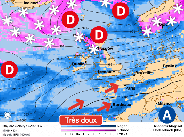 Carte de prévisions d'europe du Jeudi 29 décembre 2022