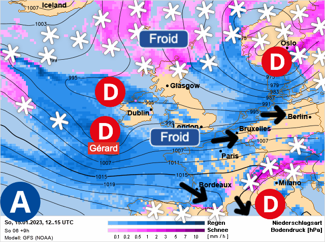 Carte de prévisions d'europe du Dimanche 15 janvier 2023