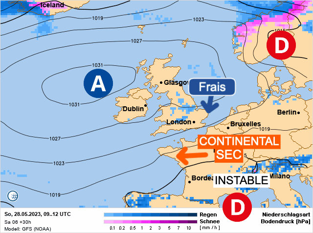 Carte de prévisions d'europe du Dimanche 28 mai 2023