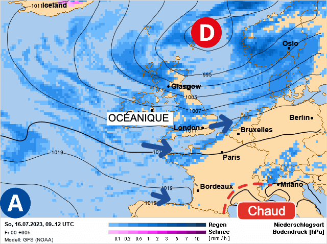Carte de prévisions d'europe du Dimanche 16 juillet 2023