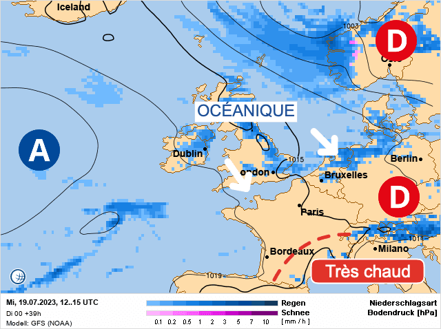 Carte de prévisions d'europe du Mercredi 19 juillet 2023