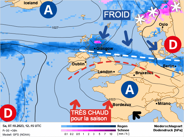 Carte de prévisions d'europe du Samedi 7 octobre 2023
