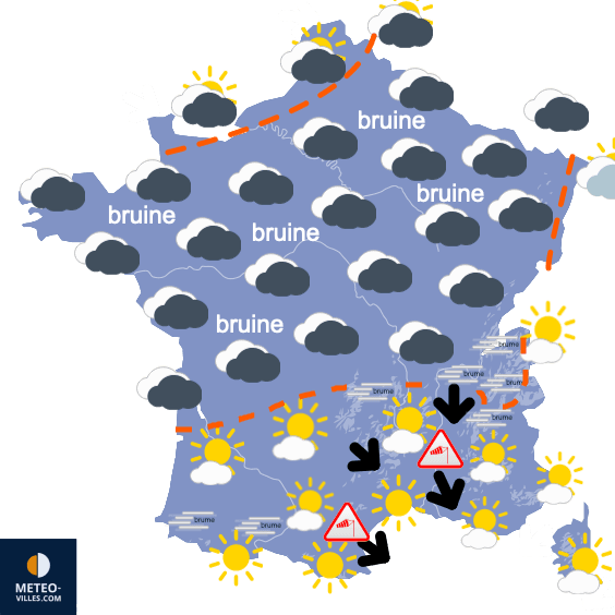 Carte de prévisions du temps du Jeudi 23 novembre 2023